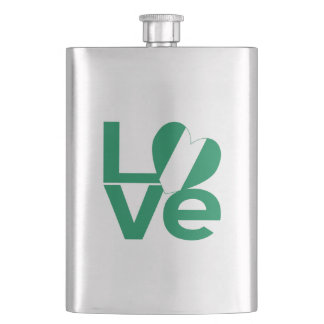 Nigerian Green LOVE Heart Flag Hip Flask