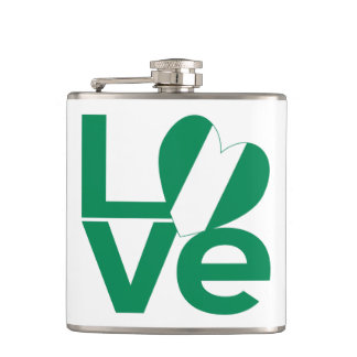 Nigerian Green LOVE Heart Flag  Hip Flask