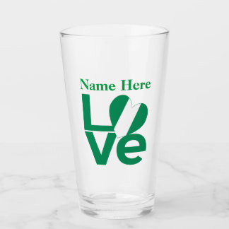 Nigerian Green LOVE Heart Flag Personalised  Glass