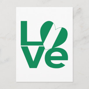 Nigerian Green LOVE Heart Flag Postcard