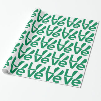 Nigerian Green LOVE Heart Flag  Wrapping Paper