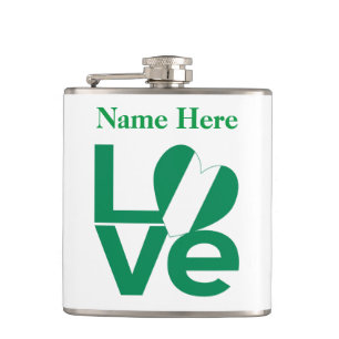 Nigerian Love Green Personalised  Hip Flask