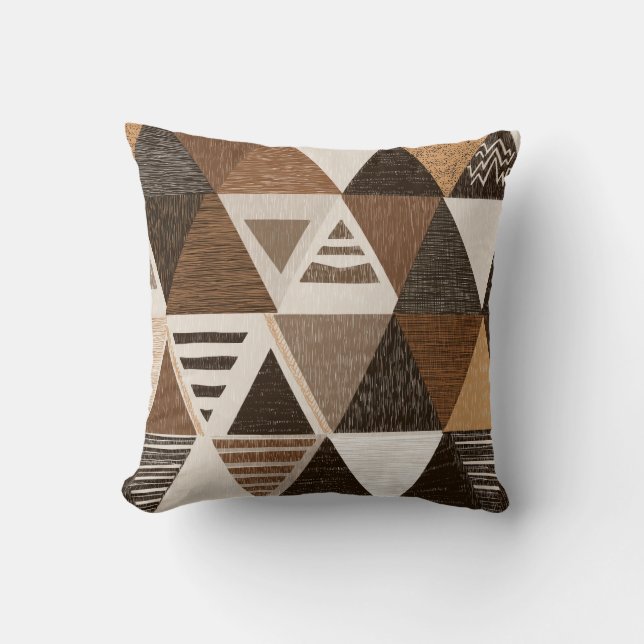 Nigerian patterns on a triangles background cushion (Front)
