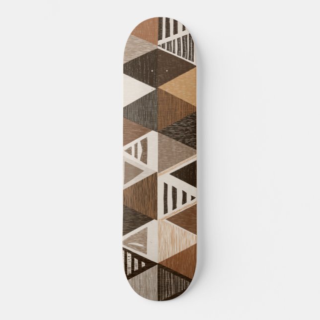 Nigerian patterns on a triangles background skateboard (Front)