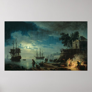 Night: A Port in the Moonlight, 1748 Poster