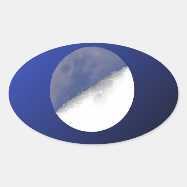 Night and Day Moon Shot Oval Sticker (Front)
