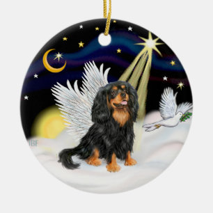Night Angel - Cavalier King Charles (tri) Ceramic Ornament