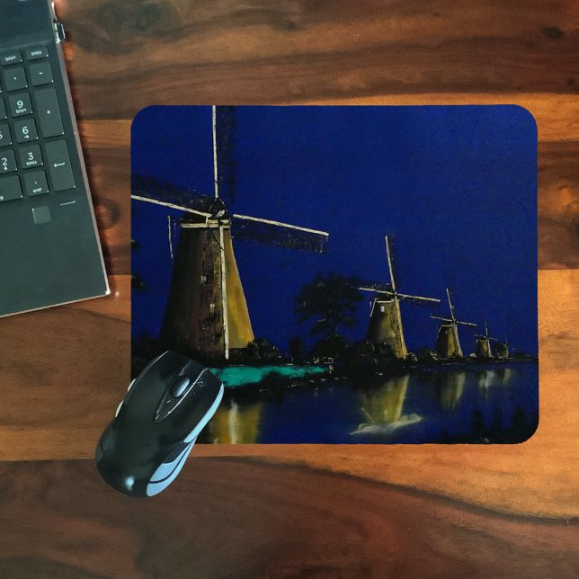 Night at Kinderdijk Mouse Pad (Creator Uploaded)