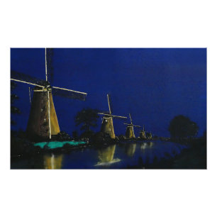 Night at Kinderdijk Photo Print