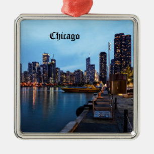 Night At Navy Pier Metal Ornament