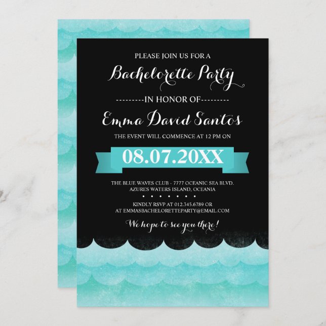 Night At Sea Bachelorette Party Invitation (Front/Back)