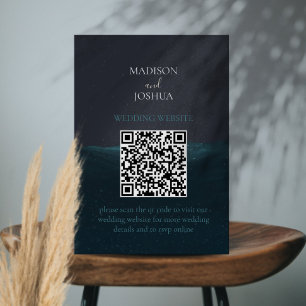 Night At Sea - Blue QR Code Wedding Enclosure