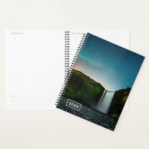 Night at Skógafoss Planner