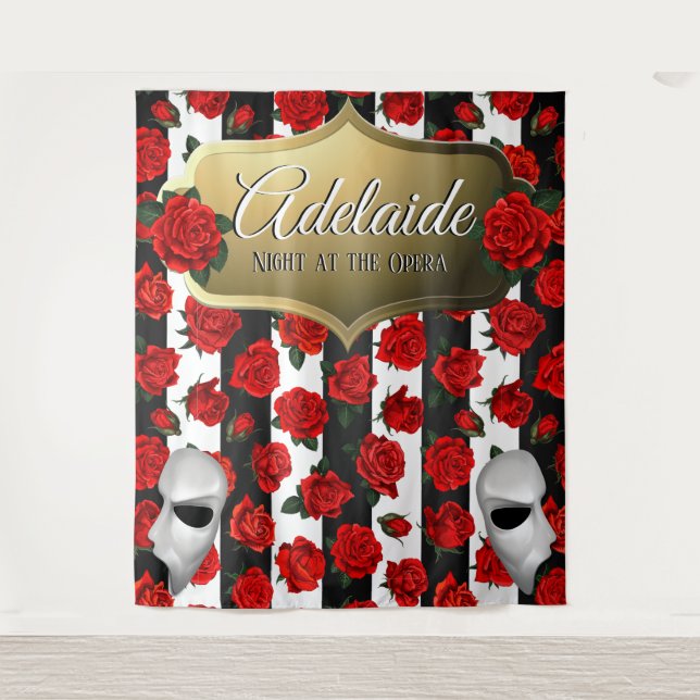 Night at the Opera| Red Roses Elegant Backdrop Tapestry (Front)