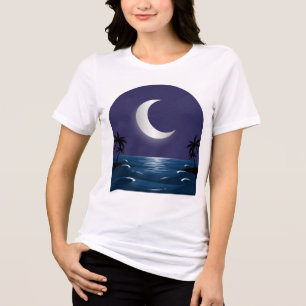Night Beach – Moonlit Silhouette T-Shirt Tri-Blend Shirt