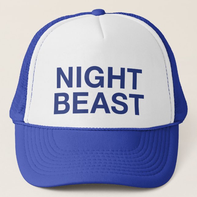 NIGHT BEAST fun slogan trucker hat (Front)