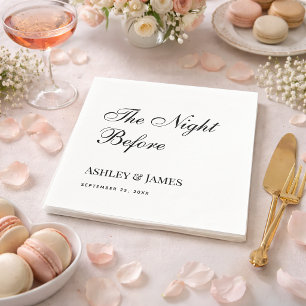 Night Before Black & White Simple Rehearsal Dinner Napkin