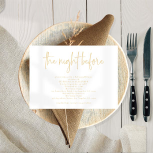 Night Before Champagne Gold Rehearsal Dinner Invitation