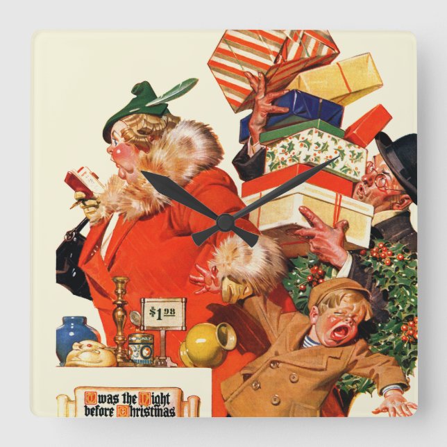 Night before Christmas Square Wall Clock (Front)