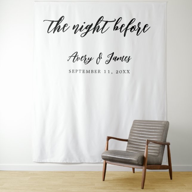 Night Before Rehearsal Dinner Photo Booth Backdrop Tapestry (In Situ)