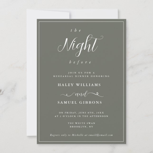 Night Before Sage Rehearsal Dinner Invitation (Front)