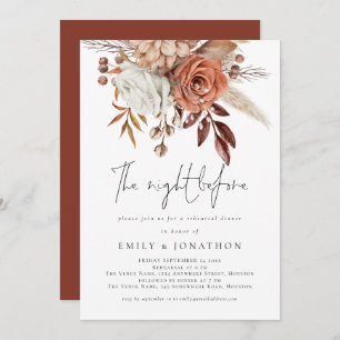Night Before Terracotta Florals Rehearsal Dinner Invitation