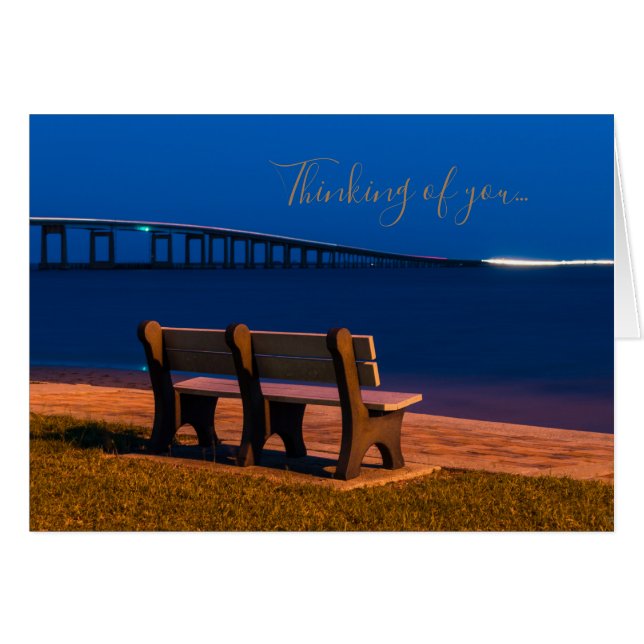 Night Bench Invitation To Sit Thinking of You Card (Front Horizontal)