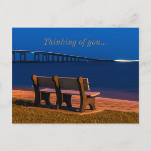 Night Bench Invitation To Sit Thinking Of You Postcard