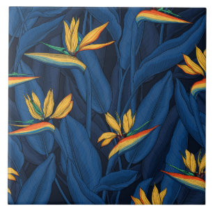 Night bird of paradise garden 2 ceramic tile