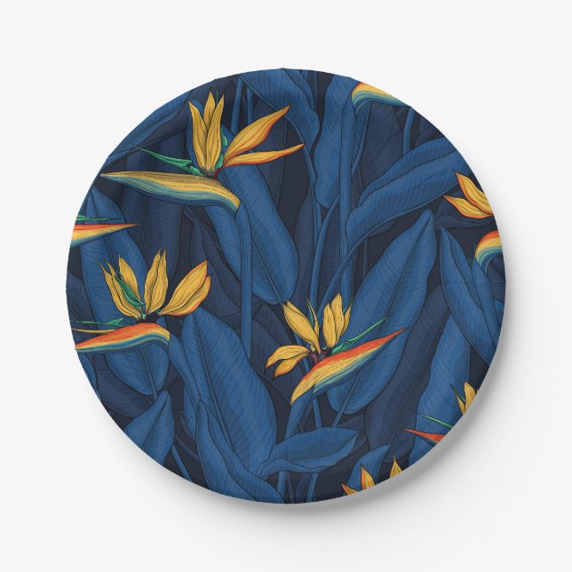 Night bird of paradise garden 2 paper plate (Front)
