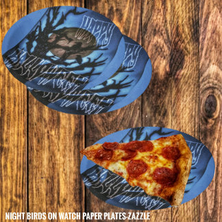 Night Birds On Watch Paper Plate