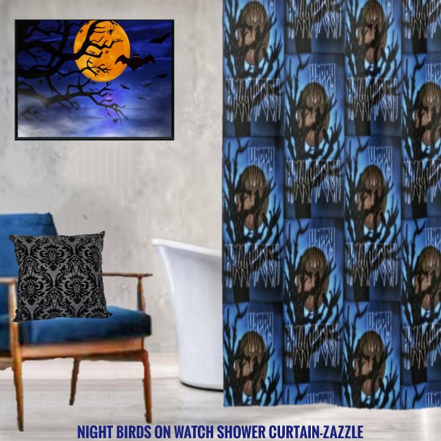 Night Birds On Watch Shower Curtain (Creator Uploaded)