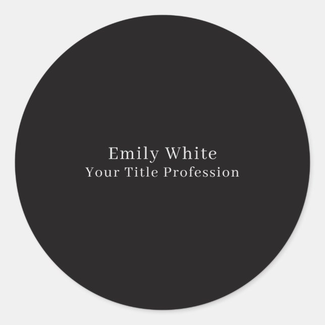 Night Black Plain Elegant Professional Modern Classic Round Sticker (Front)