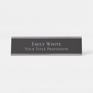 Night Black Plain Elegant Professional Modern Desk Name Plate