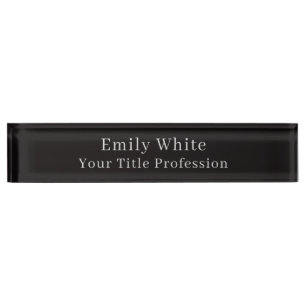 Night Black Plain Elegant Professional Modern Nameplate
