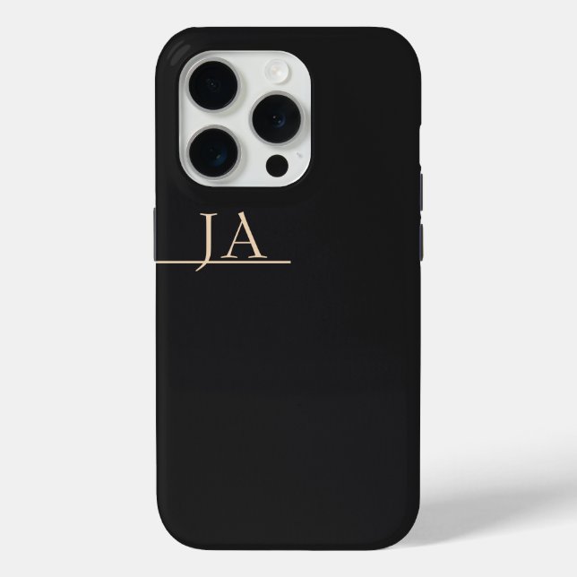 Night Black Solid Colour Apricot Beige Initials Case-Mate iPhone Case (Back)