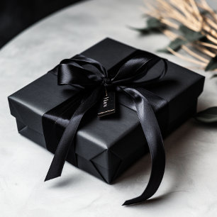 Night Black Solid Colour Satin Ribbon