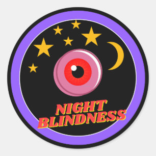 night blindness awarness - black classic round sticker