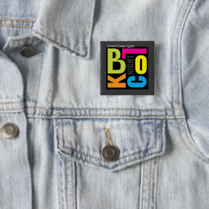 Night Block Party Retro Type Outdoor Event 15 Cm Square Badge