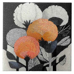 Night Bloom on the Red Planet #2 Ceramic Tile