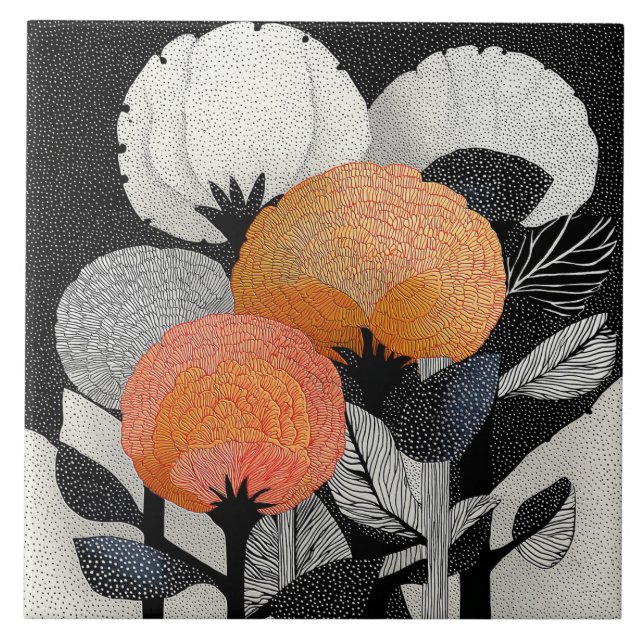 Night Bloom on the Red Planet #2 Ceramic Tile (Front)