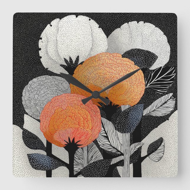 Night Bloom on the Red Planet #2 Square Wall Clock (Front)