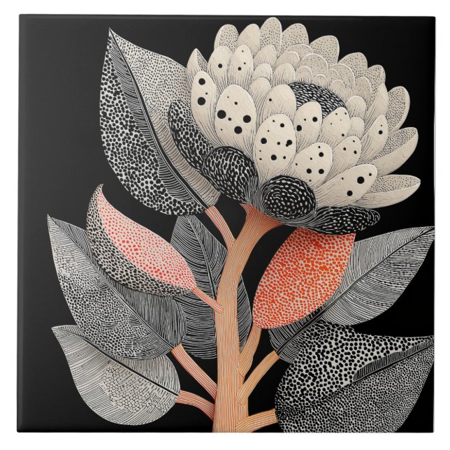 Night Bloom on the Red Planet #3 Ceramic Tile (Front)
