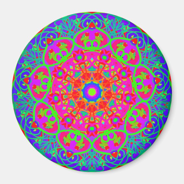 Night Blooming Flower Mandala Style Magnet (Front)