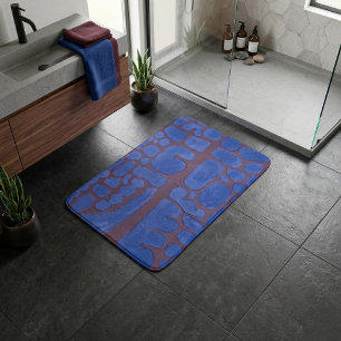 Night Blue Abstract Modern Art Bath Mat