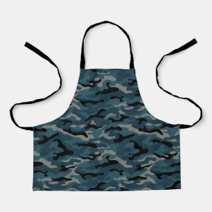 Night Blue Camo Camouflage Apron