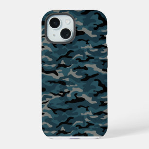 Night Blue Camo Camouflage iPhone 15 Case