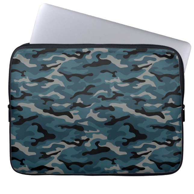 Night Blue Camo Camouflage Laptop Sleeve (Front)