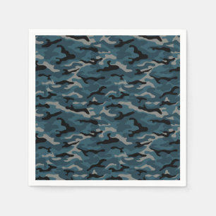 Night Blue Camo Camouflage Napkin
