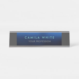 Night Blue Elegant Professional Classy Business Desk Name Plate